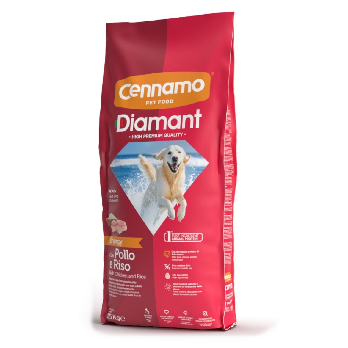 Diamant dog energy pollo, kompletní krmivo pro dospělé psy s vysokou fyzickou aktivitou a zátěží s kuřecím masem