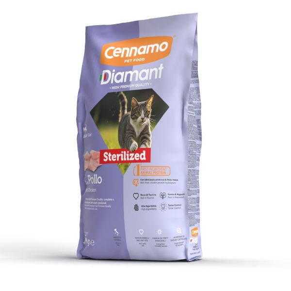 Diamant cat micio sterilizzato pollo, kompletní krmivo pro dospělé kastrované kočky, kuřecí