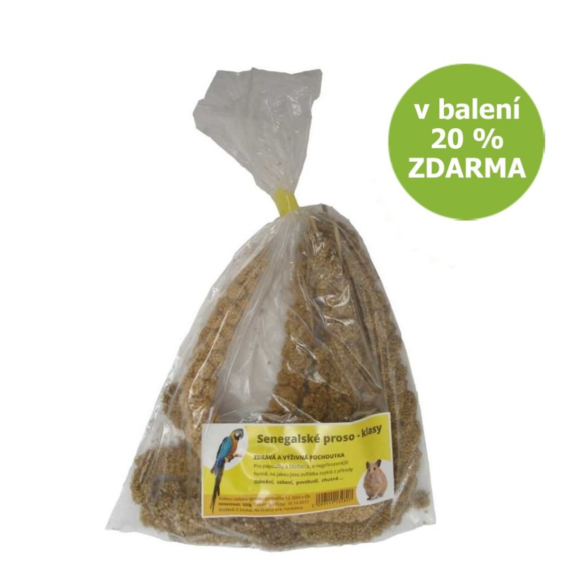 Senegalské proso žluté klasy 200 g + 20 % ZDARMA