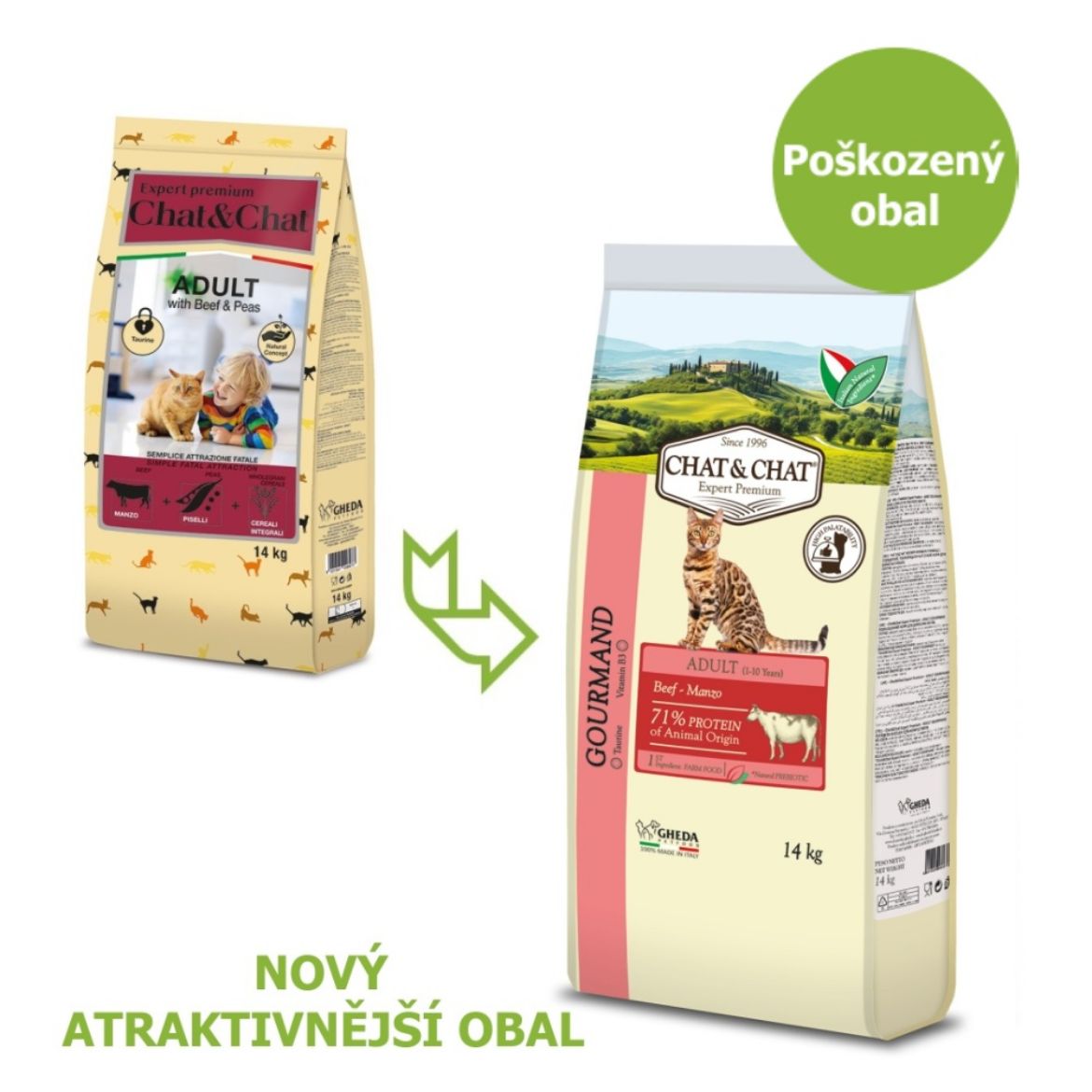Chat & Chat Expert Adult Beef & Peas 15 kg, hovězí s hráškem, dospělá kočka, kompletní krmivo