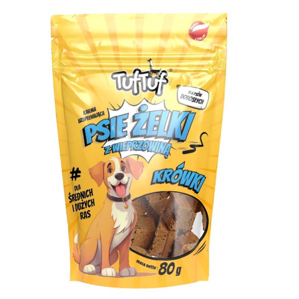 TufTuf Super měkké vepřové kostky pro střední a velká plemena 80 g