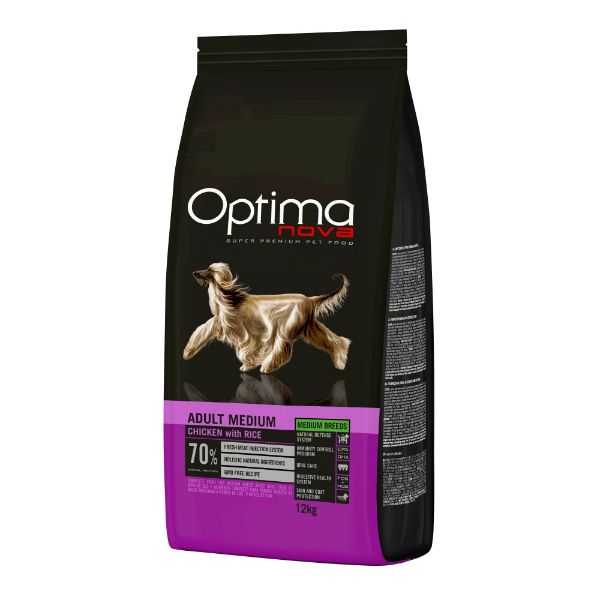 OPTIMAnovadog adult medium, chicken and rice, kuřecí s rýží, střednní plemena, přírodní, superprémiové, monoproteinové
