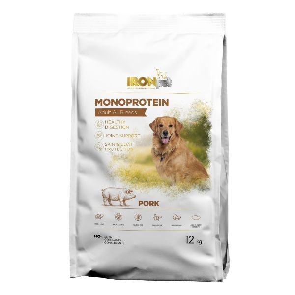 IRONpet Dog Adult All Beeds Pork 12 kg pro dospělé psy všech plemen s vepřovým