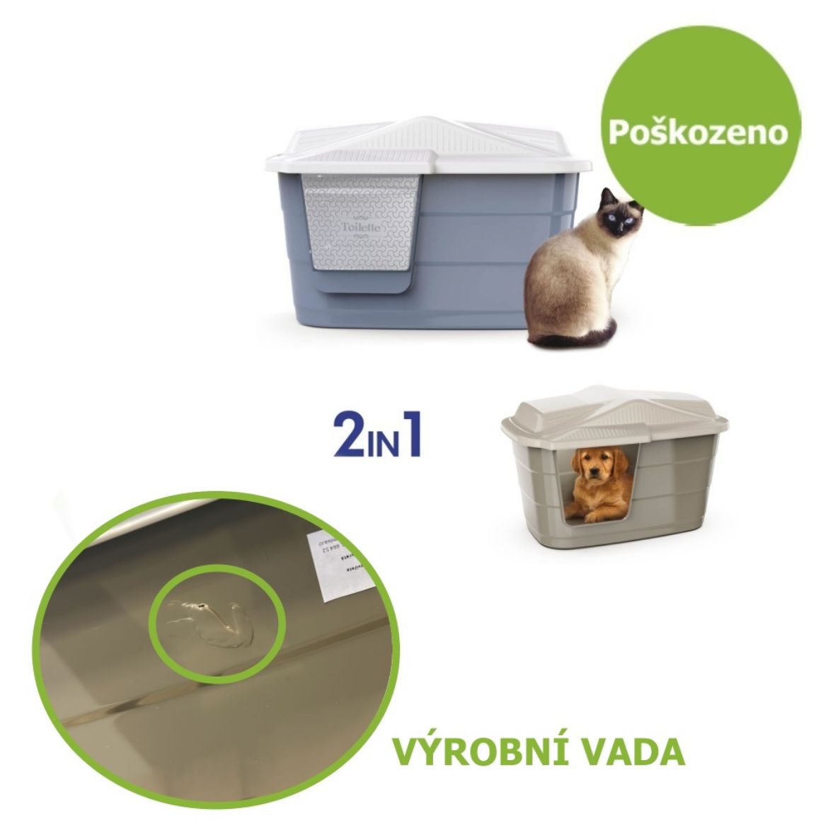 wc pro kočky, domeček, plastový, VILLA 2 v 1, kvalitní plast, 