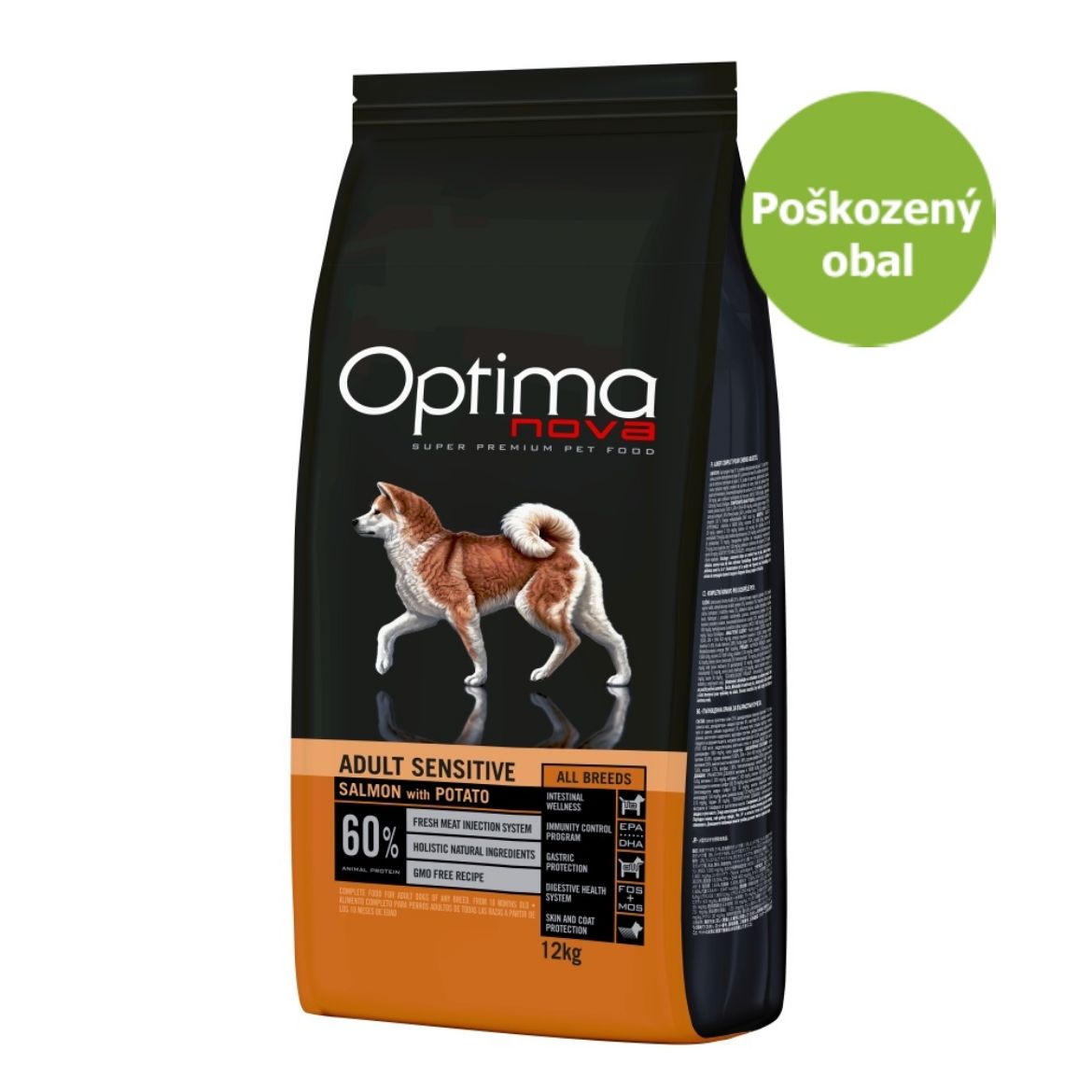 OPTIMAnova dog sensitive, citlivé zažívání, grain free, bez obilovin, salmon and potato, losos a brambory, superprémiové, hypoalergenní