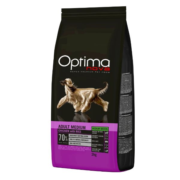 OPTIMAnovadog adult medium, chicken and rice, kuřecí s rýží, střednní plemena, přírodní, superprémiové, monoproteinové