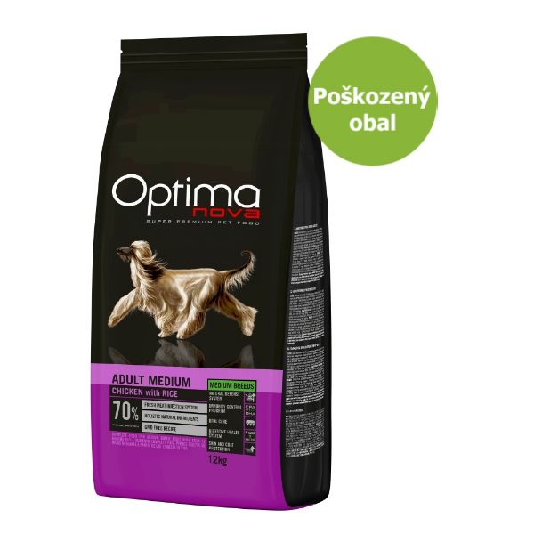 OPTIMAnovadog adult medium, chicken and rice, kuřecí s rýží, střednní plemena, přírodní, superprémiové, monoproteinové