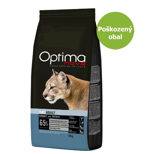 OPTIMAnova, cat, kočka, rabbit, králík, potato, brambory, hypoalergenní, bez obilovin, grainfree, 6kg, superprémiové, monoprotein