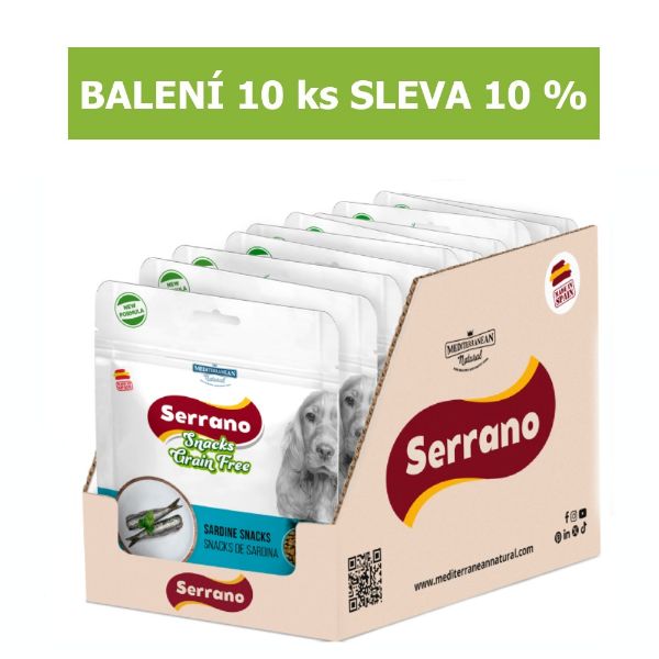Serrano Snack Dog Sardine pamlsek pro psy Grain free bez obilovin se sardinkami a omega 3 a 6 