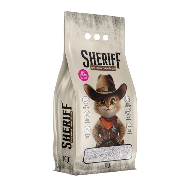 SHERIFF Bentonitové stelivo s vůní dětského pudru 10 l