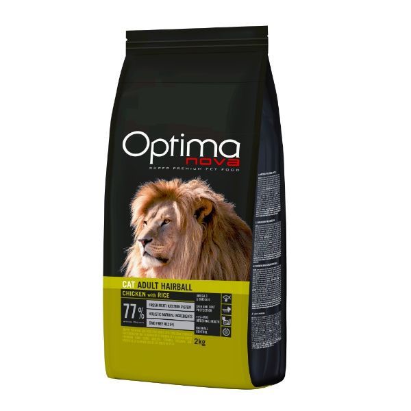 OPTIMAnova cat Hairball 8 kg, chicken, kuřecí, rice, rýže, přírodní, monoproteinové, superprémiové, proti bezoárům