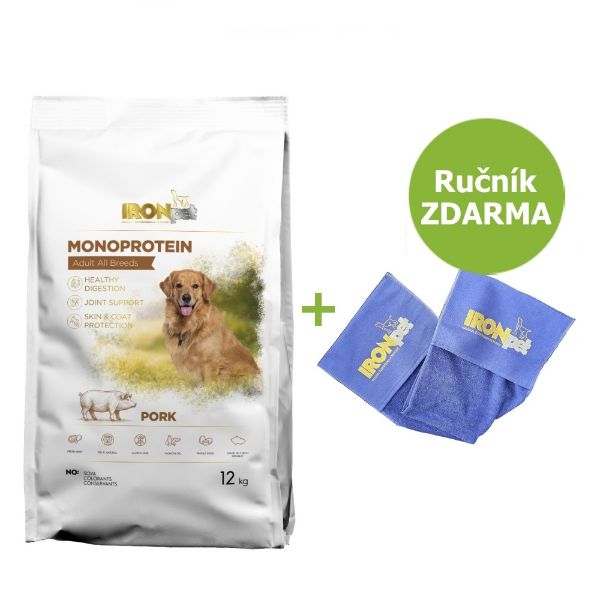 IRONpet Dog Adult All Beeds Pork 12 kg pro dospělé psy všech plemen s vepřovým