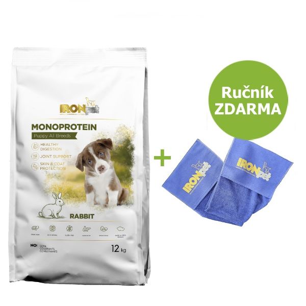 IRONpet Puppy All Breeds Rabbit 12 kg pro štěňata všech plemen s králíkem