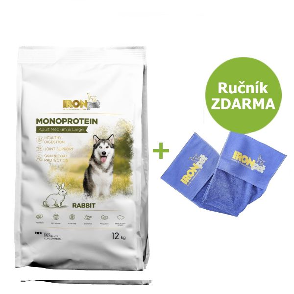 IRONpet Dog Adult Medium & Large Rabbit 12 kg pro dospělé psy středních a velkých plemen s králíkem