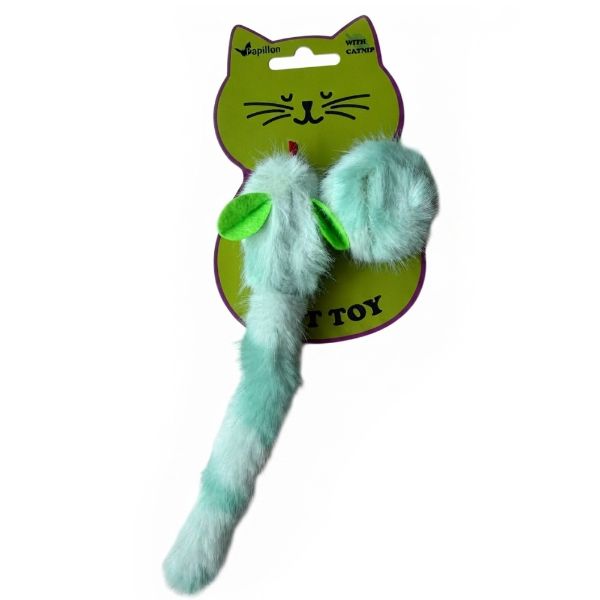 Myška pro kočky s míčkem a catnipem bílo-zelená na kartě