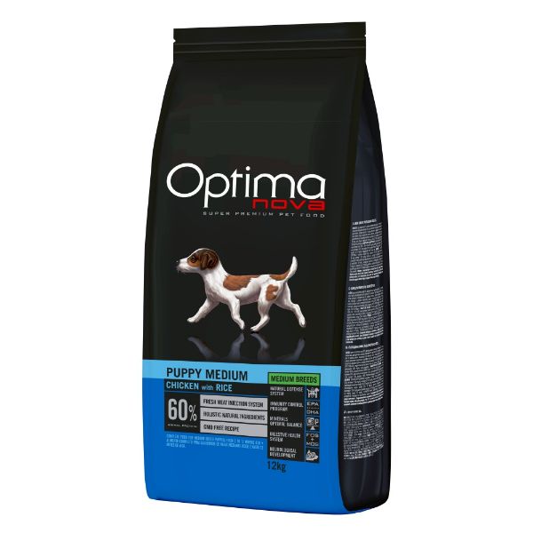 OPTIMAnova dog puppy medium, štěňata střední plemeno, superprémiové, přírodní, hypoalergenní