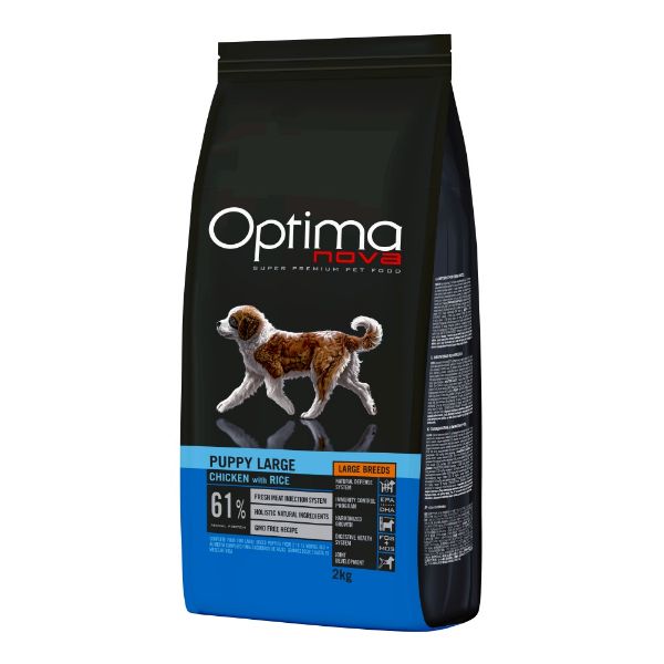 OPTIMAnova dog puppy large, štěňata velkých plemen, kuřecí s rýží, chicken and rice, superprémiové, přírodní, 