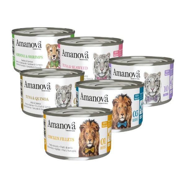 Amanova Cat různé příchutě, konzerva 70 g - Pomačkané - SLEVA 15 %