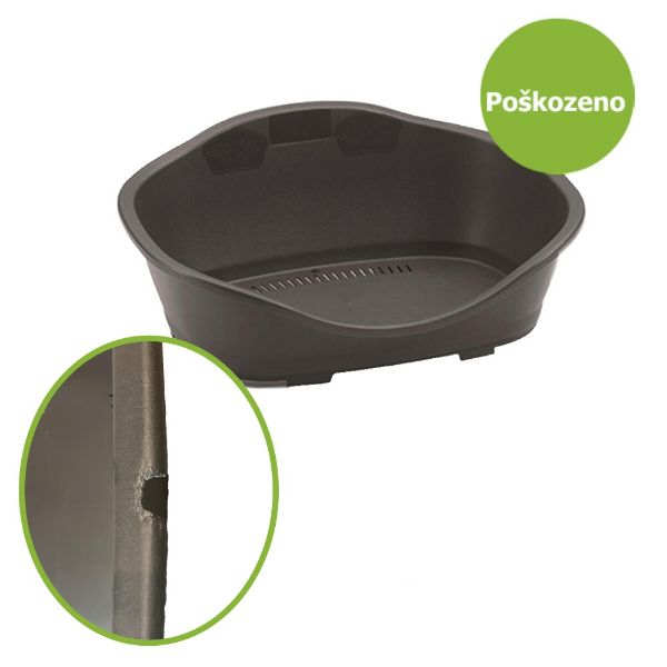 Plastový pelíšek 6 grafitová, s průduchy,s odvětráním, pelech pro psa, ovál, plast, 