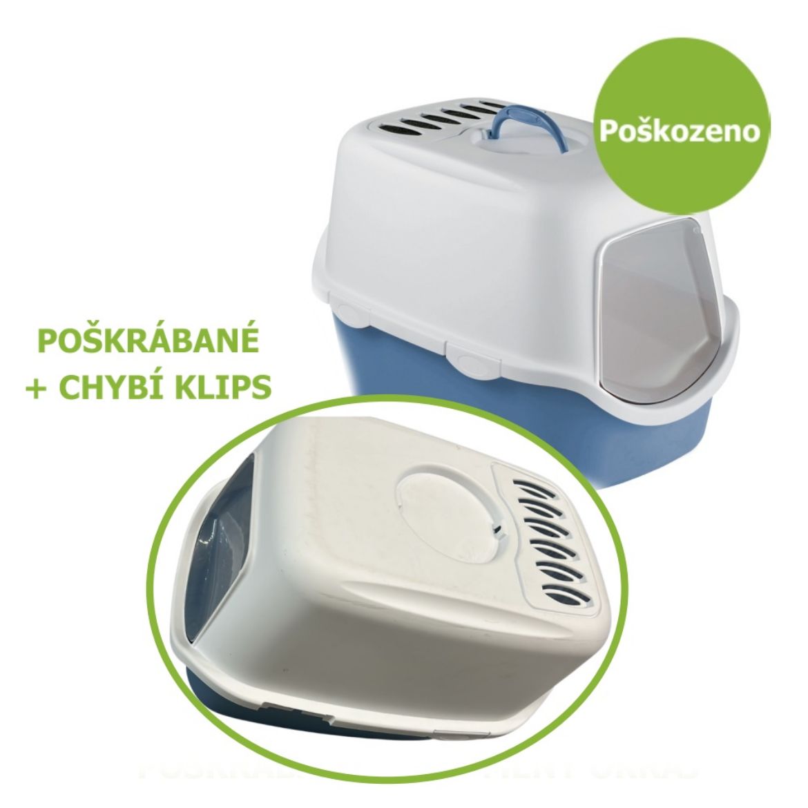 Uzavřený záchod pro kočky s filtrem z kvalitního plastu, nordic sky barva, dvířka, panty pro otevření
