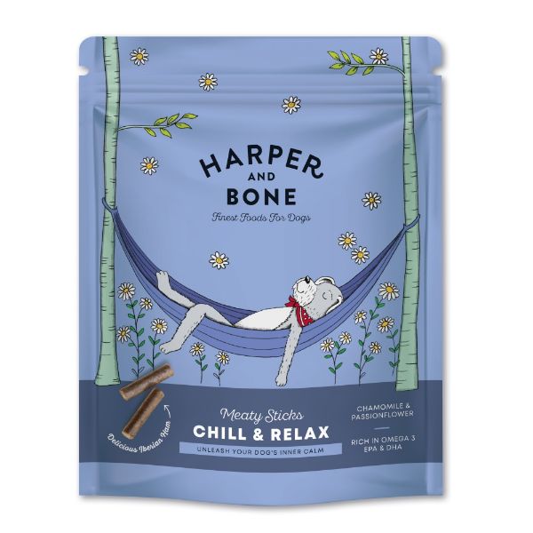 funkční pamlsek pro psy Harper and Bone Dog masové tyčinky uklidňující Chill & relax
