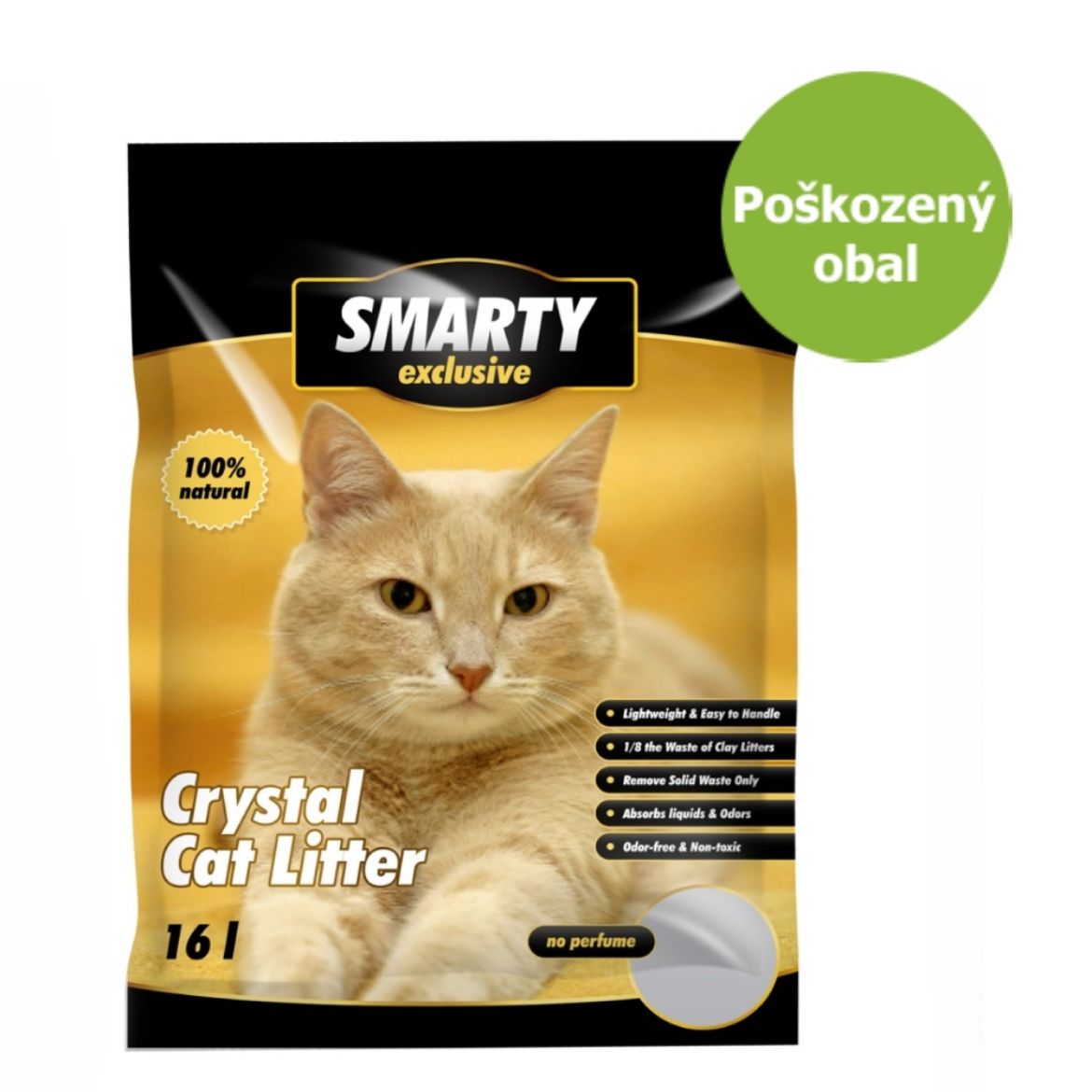 Smarty exclusive, silikátové stelivo pro kočky, bez vůně, granulovité, vysoká absorpční schopnost, přírodní netoxické